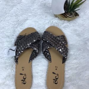 3/$12 Rue 21 silver braided sandals in (M) 7/8 NWT